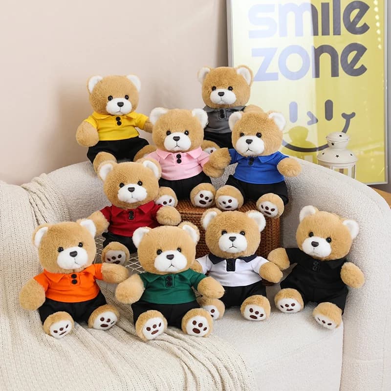 Orsacchiotto di Peluche con Maglietta Polo da 20cm, Super Morbido e Carino, Regalo di Laurea, Decorazione per la Casa, Idea Regalo per Studenti