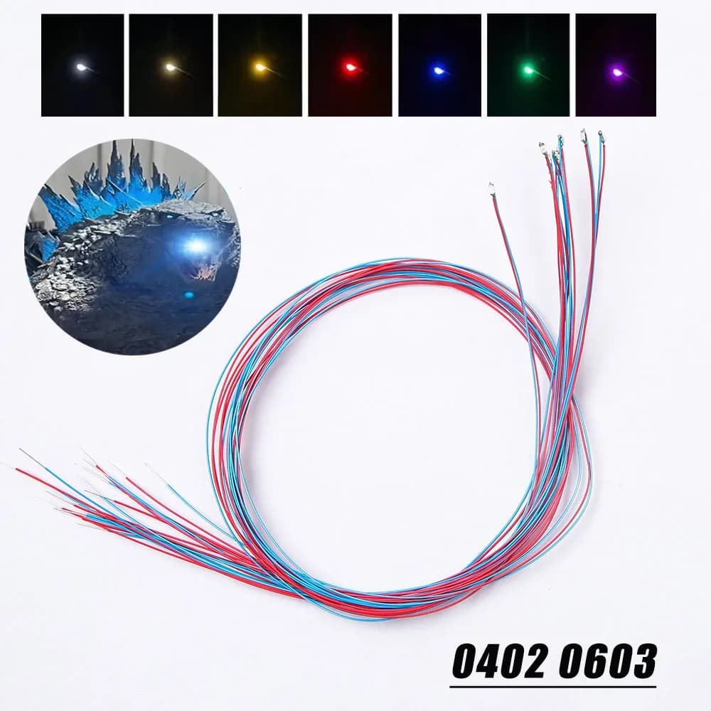 40 pz 0402 0603 Wired Smd Lampada A Led 2.2-3 V Fai Da Te Modellismo Giocattoli Luce Pre-saldata per Layout del Treno Ferrovia/Decorazione del Tavolo