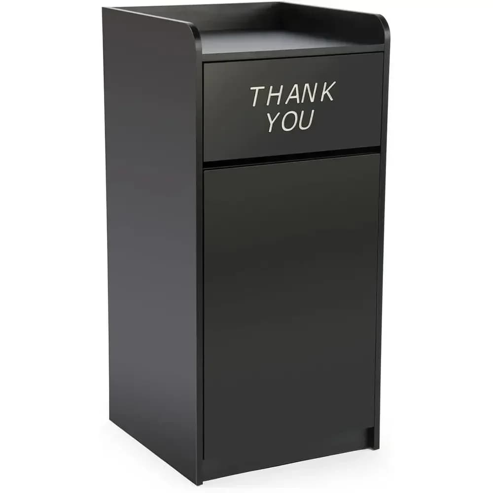 36 Gallon Stainless Steel Food Waste Bin with Door and Tray Holder in Black Melamine Finish