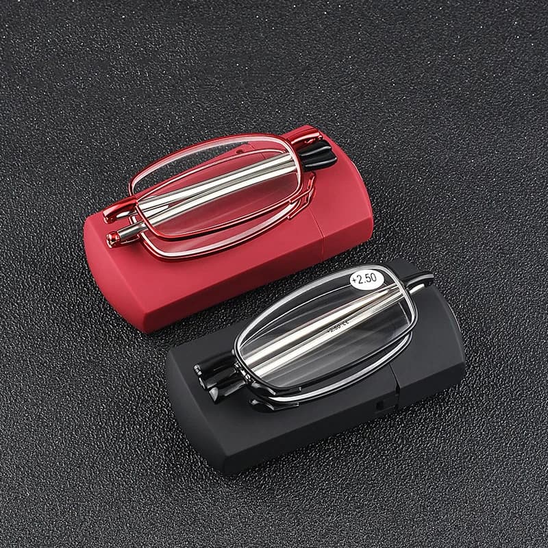 Ultra-light Alloy Frame Portable Foldable Reading Glasses Presbyopia for Men Women Anti Blue Light Blocking Eyeglasses with Case