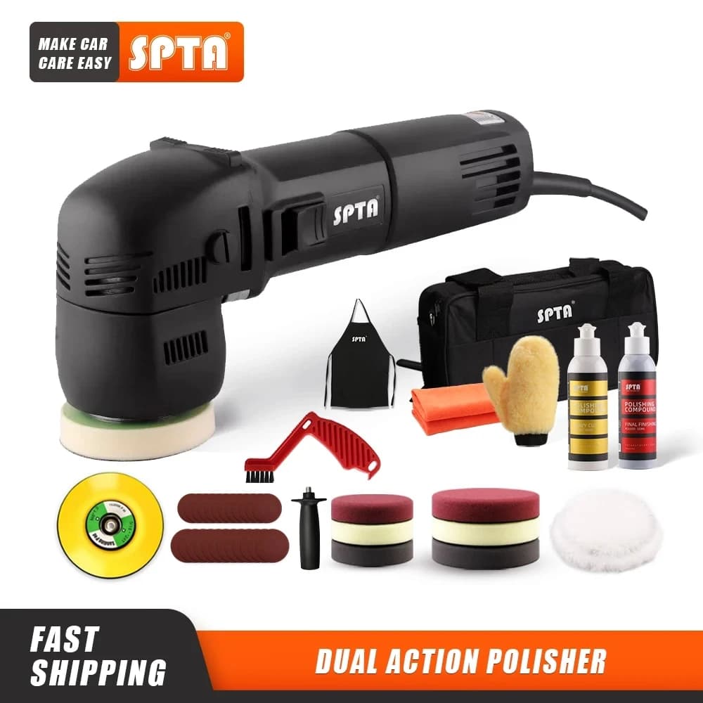 SPTA 3 "75mm Mini lucidatrice elettrica per auto 780W Orbit casuale lucidatrice a doppia azione ceretta con tamponi per lucidatura in spugna