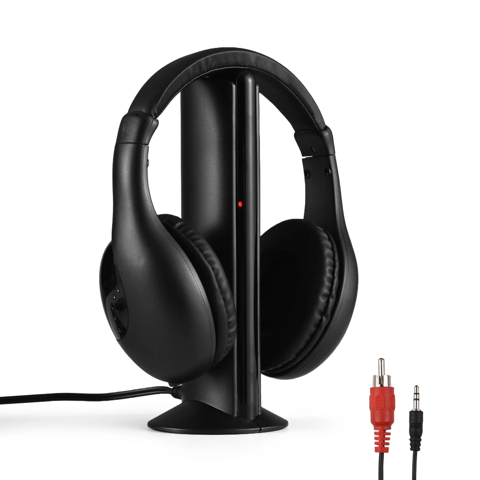 Wireless TV Headphones with Transmitter and Decoder 5 in 1, Over-Ear Headphones with 30 Meters Wireless Port and FM Radio