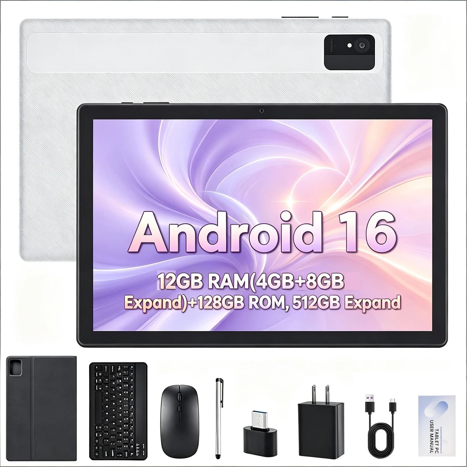 Tablet Android 15 Paitanry 10.1 Pollici IPS HD Touch Screen Octa Core 8GB RAM 64GB ROM 5000mAh WiFi Bluetooth Tablet Google Economico