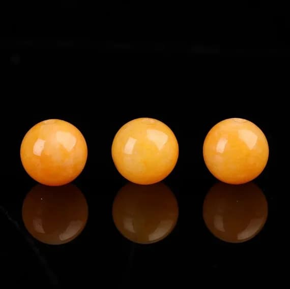Perline rotonde di giada birmana naturale di grado A per braccialetti fai da te, collane, artigianato fatto a mano, perline sciolte di giadeite gialla del Myanmar, accessori.