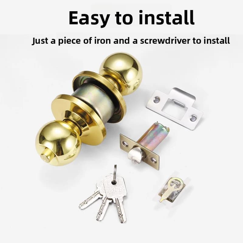 Serratura Sferica Universale in Acciaio Inox per Porte di Casa - Set di Serrature a Sfera Spessa per Camera da Letto e Bagno, Hardware di Sicurezza Durevole