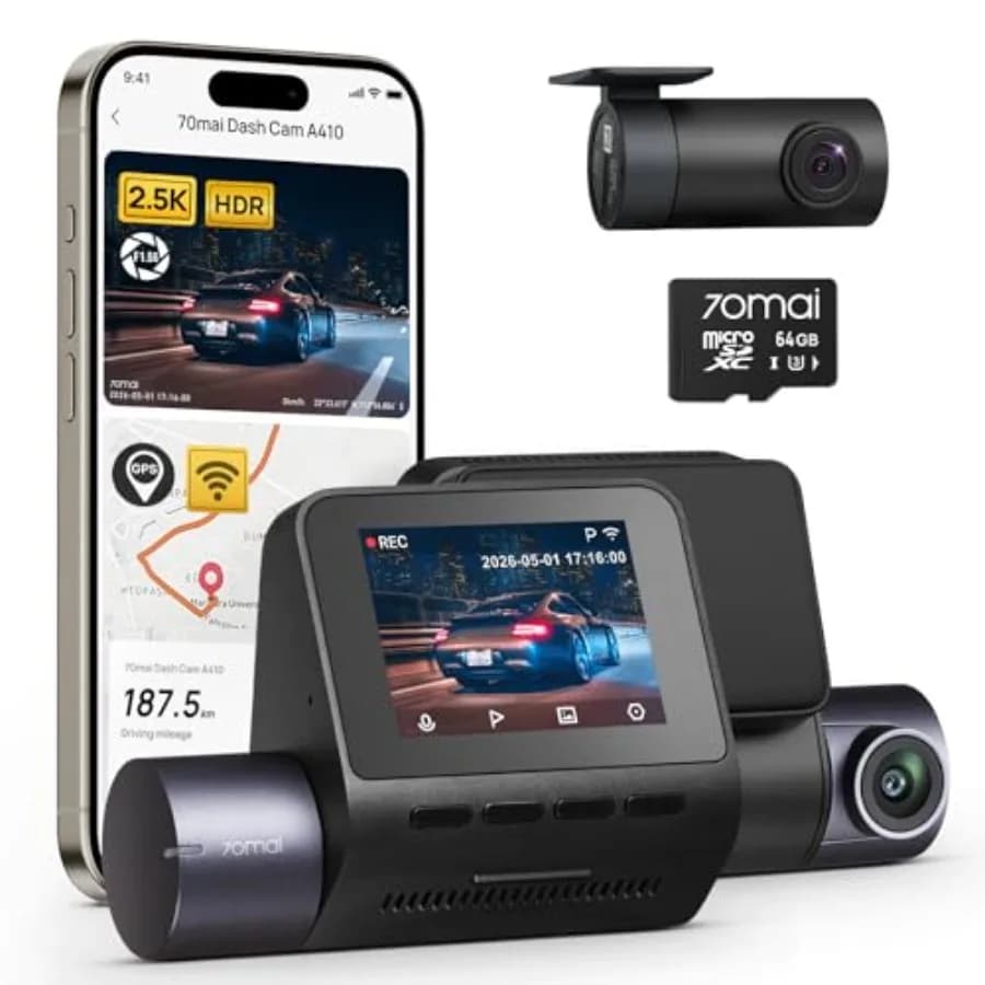 Dash Cam Front and Rear - 2.5K+1080P Dual Dash Camera with HDR, Super Night Vision, F1.55 Aperture, 24H Parking Mode, Built-in