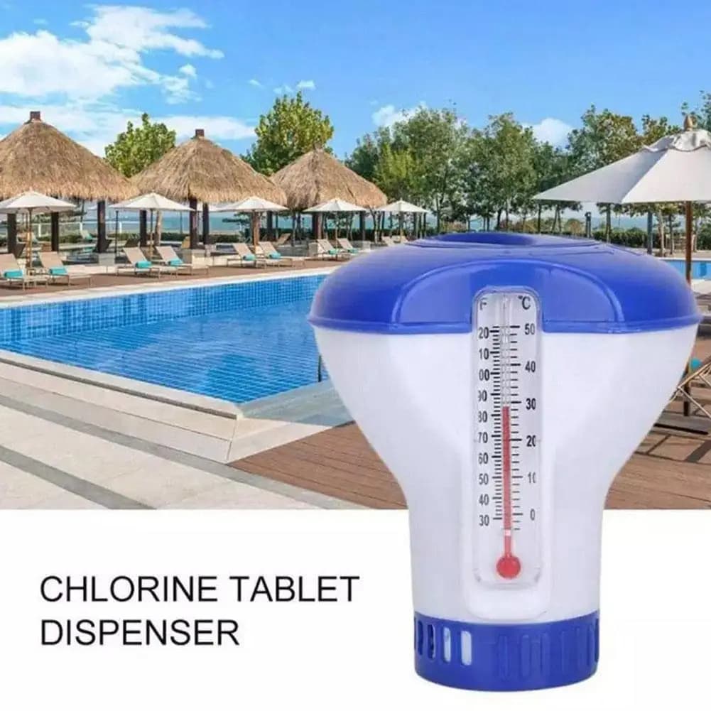 Automatic Pool Chlorine Dispenser with Thermometer Floating Bromine Tablet Holder Chlorinator Swimming Pool Accessories