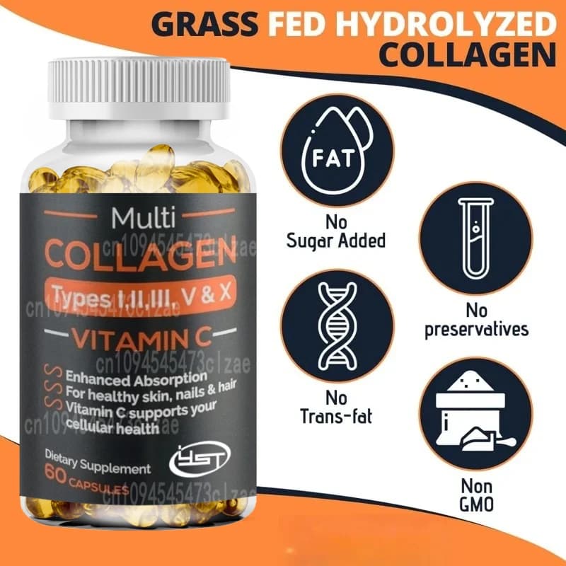 Multipli collagen pills + vitamin collagen supplements C support hair, skin, nails, joints and intestinal health