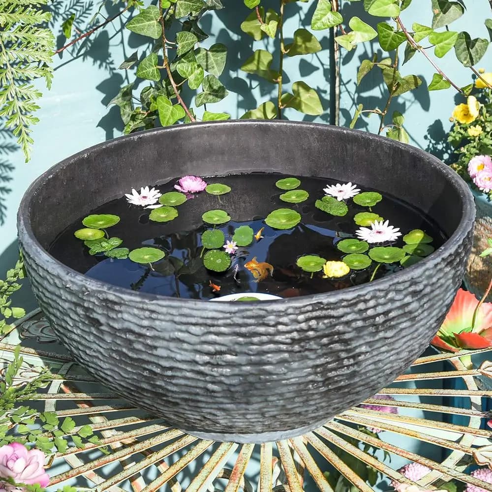 Vaso da Giardino Grande per Piante Acquatiche, Fioriera Miniatura per Paesaggistica, Vaso per Piante Succulente, Vaso per Ninfee Effetto Marmo da 15,6 Pollici, Piccolo