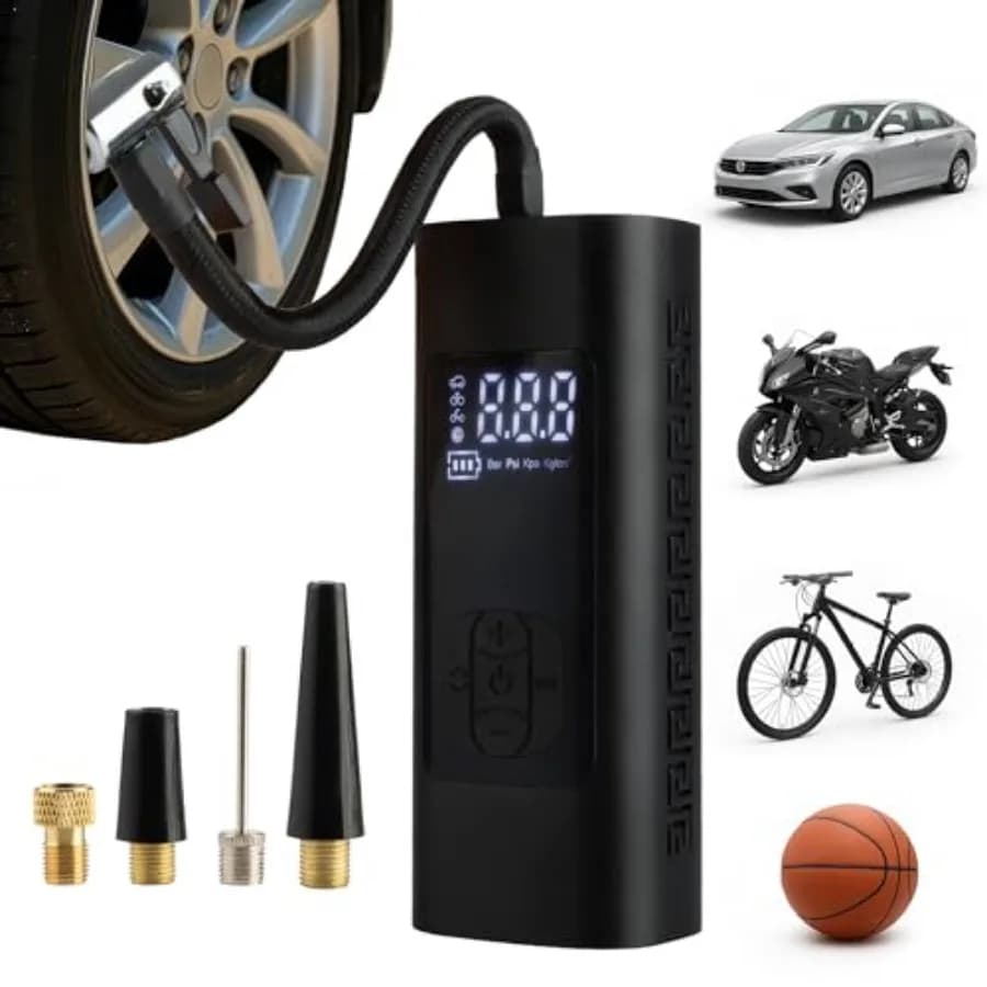 Compressore d'aria portatile per pneumatici auto - Gonfiatore senza fili da 150 PSI 6000 mAh per palloni, bici, moto o pickup