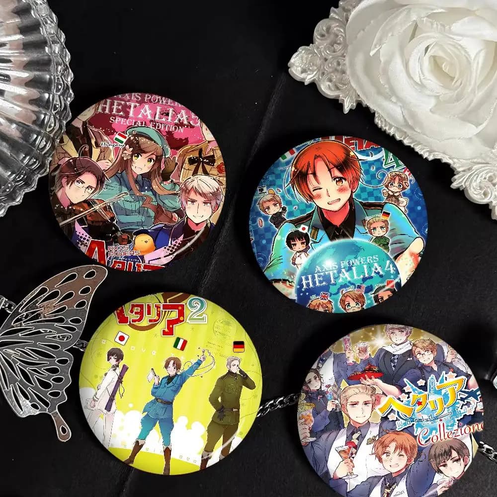 Hetalia World Stars Anime Round Button Pins Slogan Creative Brooches Backpack Clothes Decoration Fashion Cartoon Jewelry Gifts