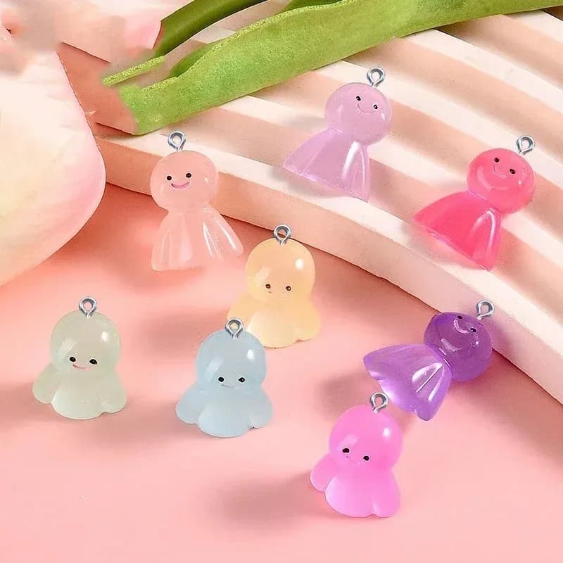 10Pcs Glow In Dark Cartoon Doll Resin Charms Luminous Pendants DIY Craft Supplies for Earrings Necklaces Keychains Jewelry