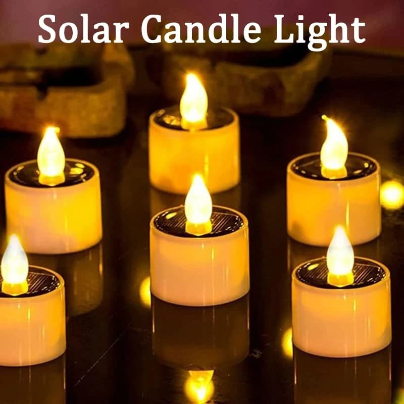 Candele a LED a luce solare da 6 pezzi Candele solari impermeabili senza fiamma per esterni Candele ricaricabili per decorazioni per la casa da giardino per feste