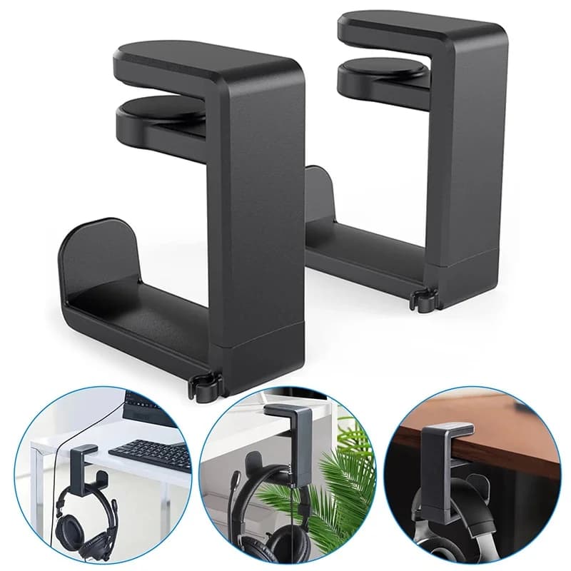 360 Degree Headset Stand Adjustable Desk Mount Space Saving Organizer For Bose Sony AirPods Max Desktop Cable Tidy Accessories