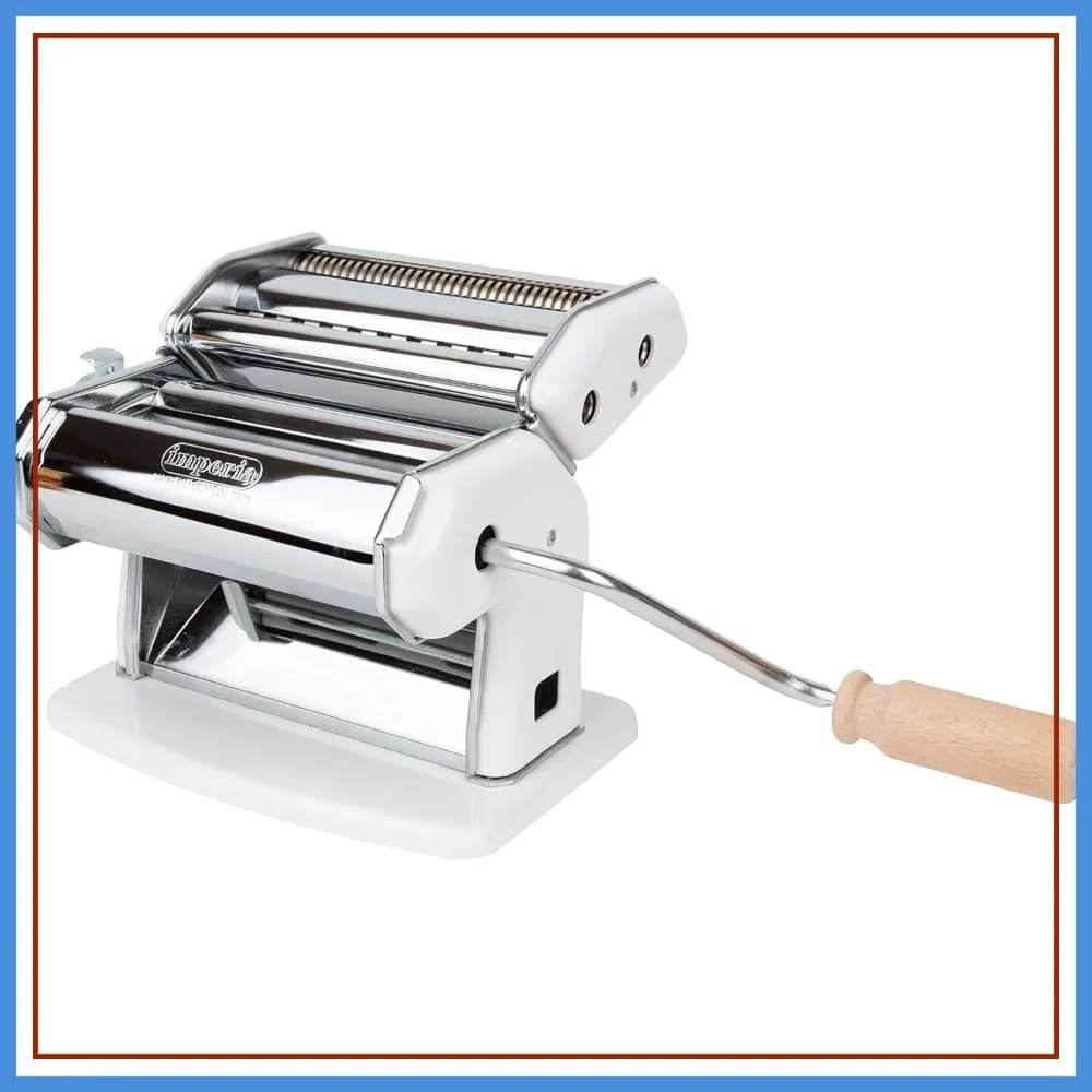 Macchina per Pasta Professionale, Struttura in Acciaio, Manico in Legno, Manopola di Bloccaggio Facile, Made in Italy