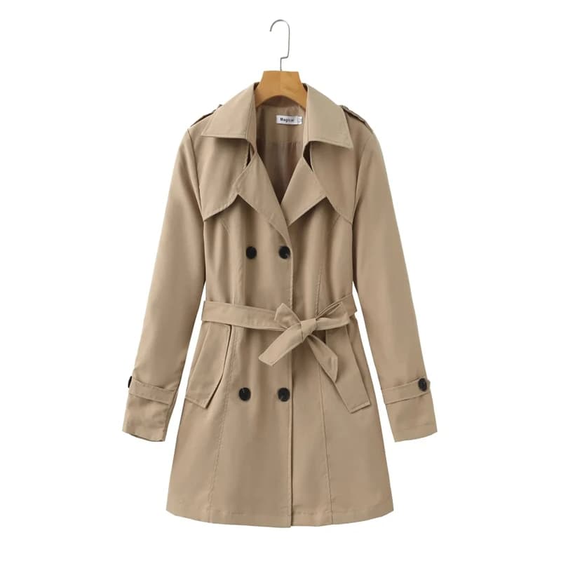 Trench di media lunghezza giacca a vento da donna 2025 Primavera Nuovo cappotto autunnale casual britannico a vita sottile coreana con cintura Tendenza outwear
