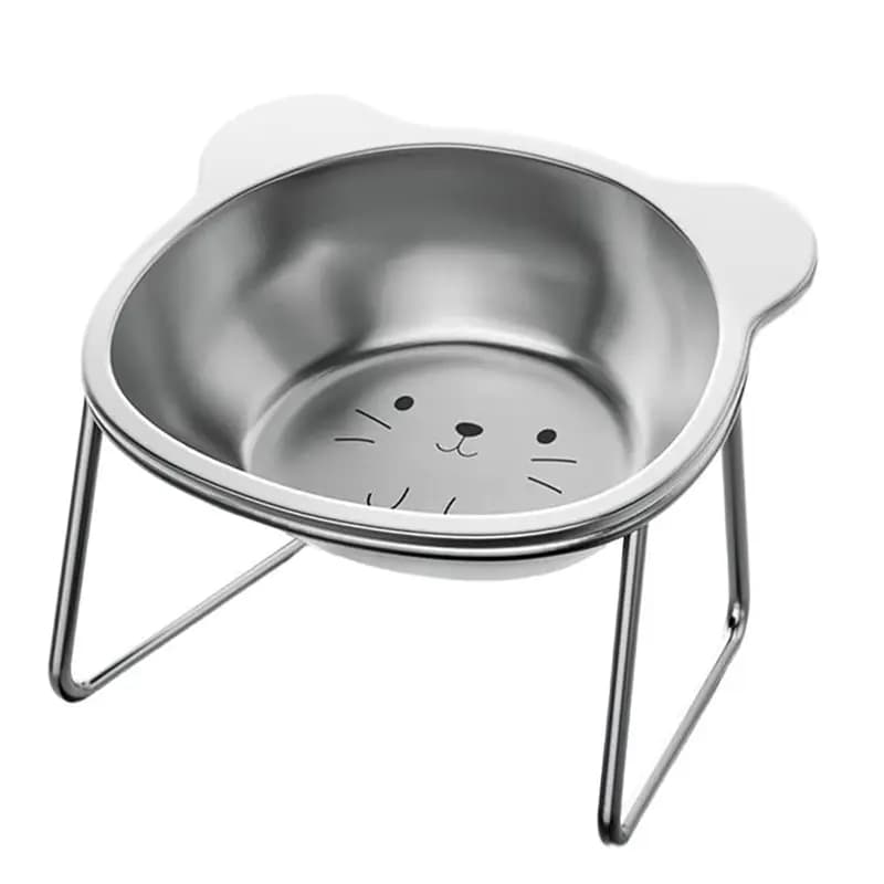 ABKS-For Cats For Pets Home Living Raised Stainless Steel Tilted Non-Slip Dish Cat Food Bowls Whisker-Friendly Kitten Bowl Puppy