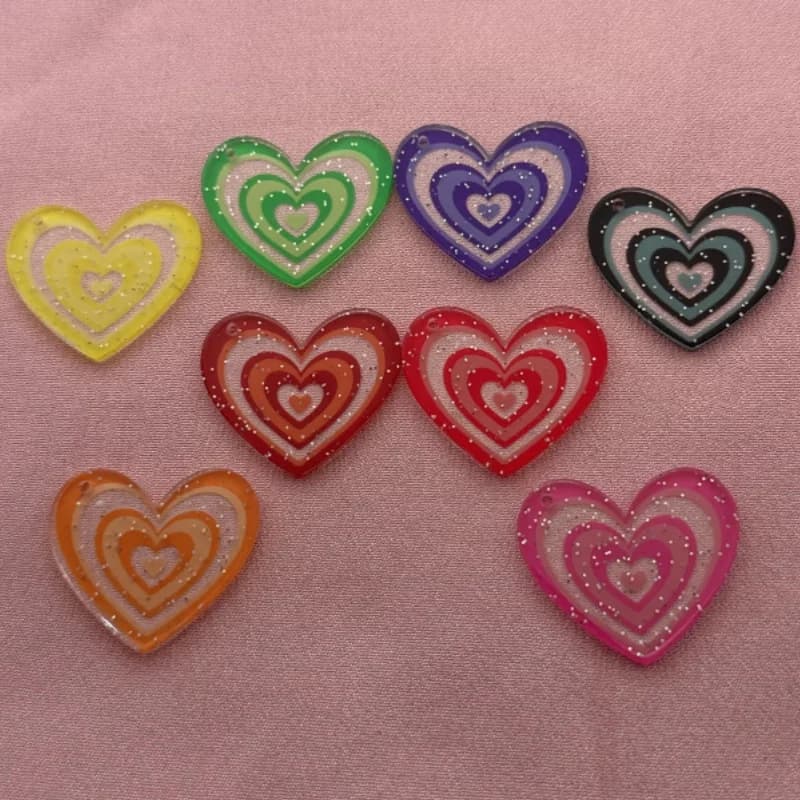Ciondolo d'amore con glitter acrilico da 10 pezzi, orecchini per la creazione di gioielli fai da te, portachiavi, accessori