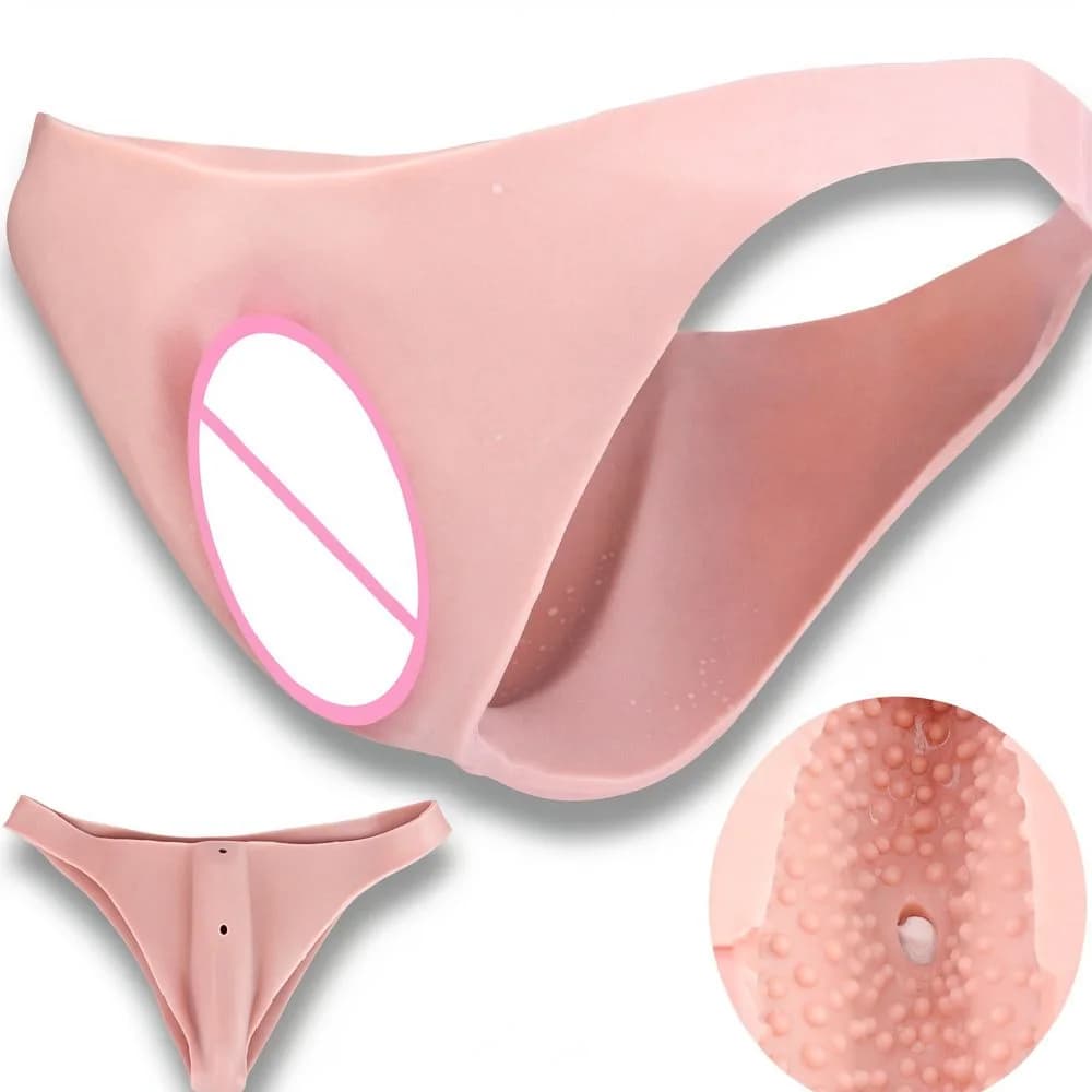 Ultra Lifelike Male Wearable Silicone Pussy Pants Conceal Penis Realistic Clitoris Insertable 18+ Adult Men Erotic Toys