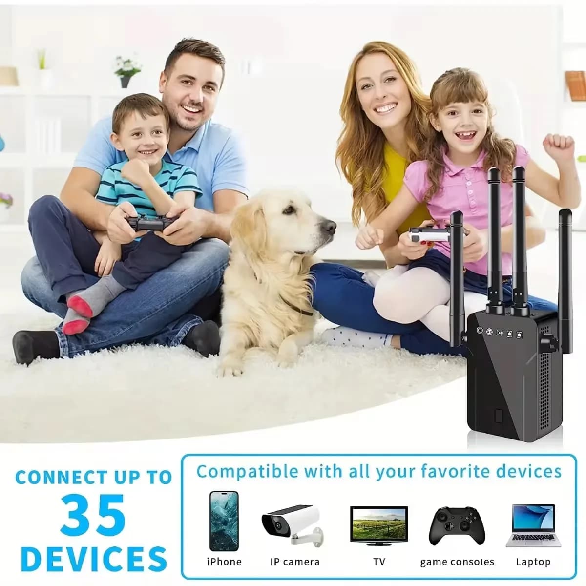 Ripetitore WiFi 6 da 3000 Mbps, amplificatore WIFI Gigabit da 2,4/5 Ghz, prolunga di rete a lungo raggio per casa/ufficio, spina UE/USA, facile da configurare