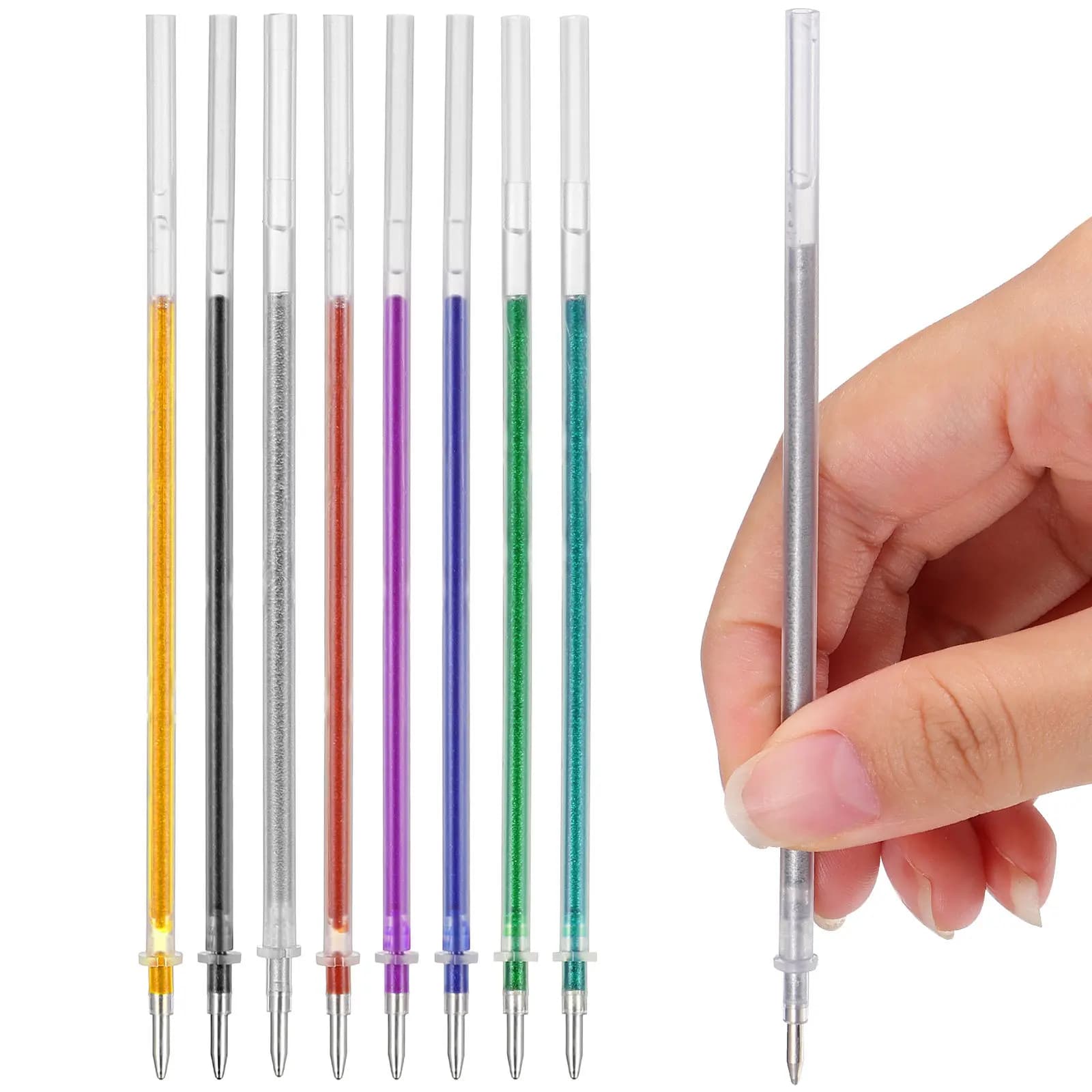 50 Pezzi Ricariche per Penne Gel Lampeggianti, Colori Brillanti, Inchiostro Scorrevole, Ricambi per Cancelleria Scolastica e da Ufficio