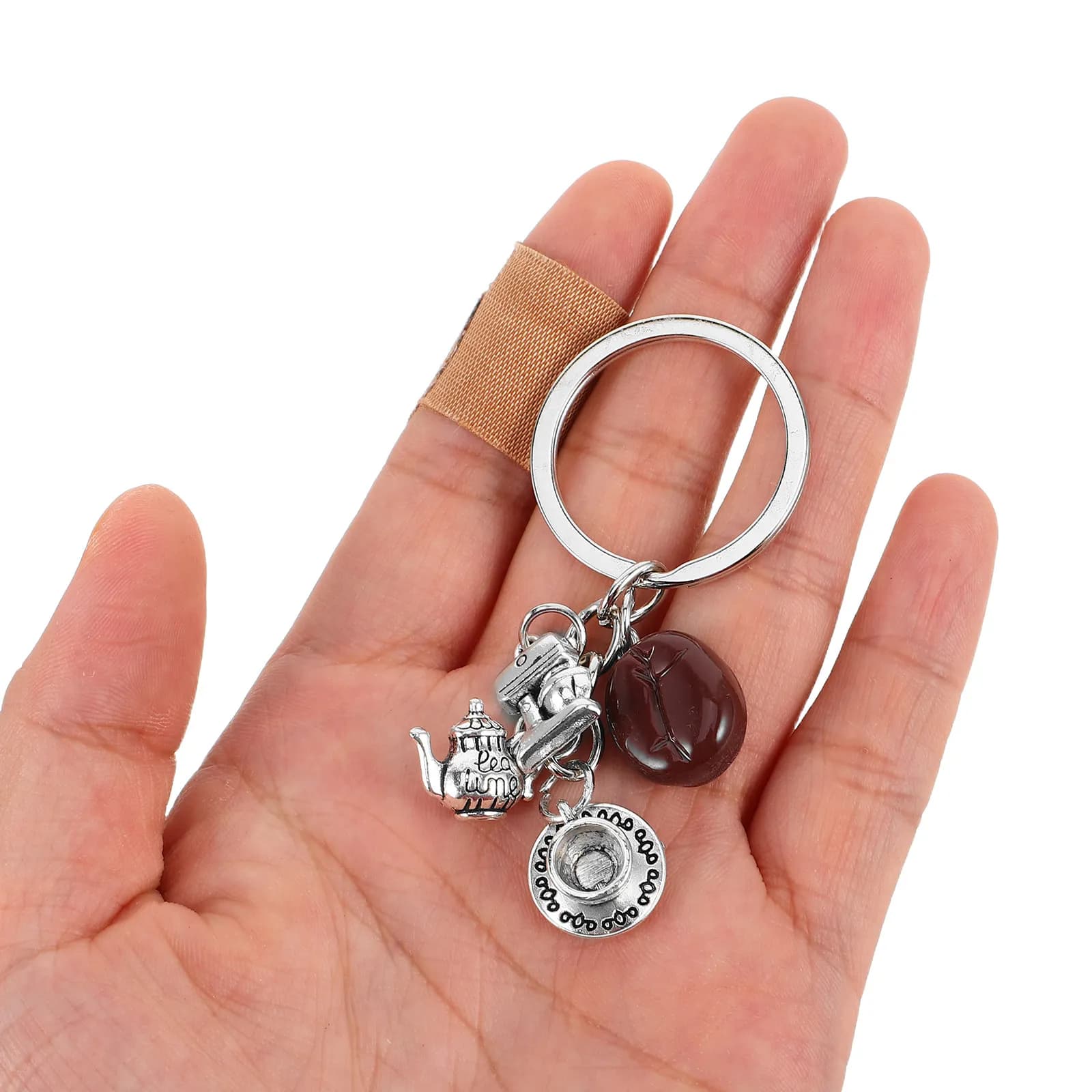 2Pcs Coffee Bean Keychain Cute Kawaii Coffee Lover Keyring Versatile Purse Handbag Phone Chain Charm Ideal Gift for