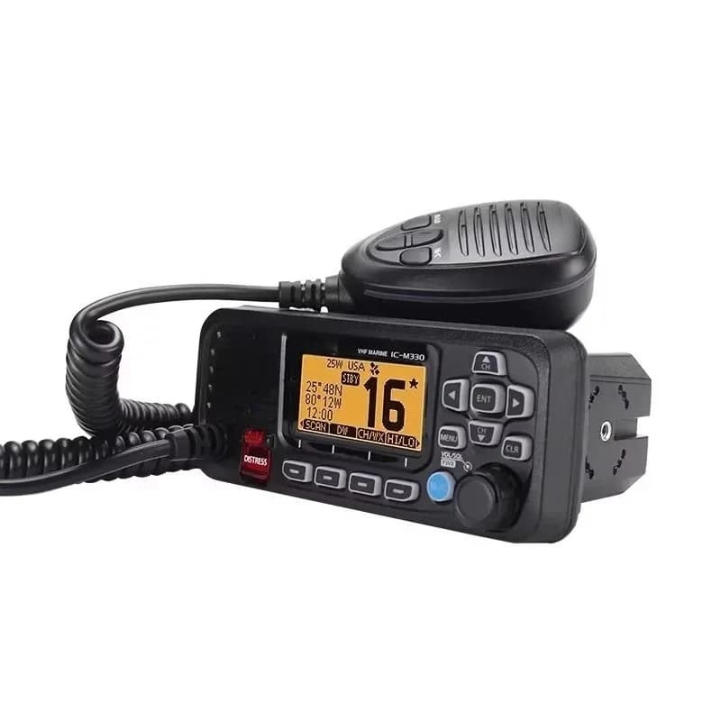 Ricetrasmettitore Marino ad Alta Frequenza Ic-M330 da 25 Watt VHF per Stazione con GPS, Resistente all'Acqua IPX7, 88 Canali