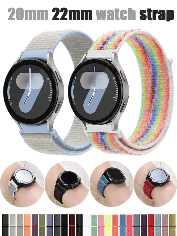 20mm/22mm Watch Strap for Samsung Galaxy Watch 7/FE/6/6classic/5/4/active 2/3/Gear S3 Frontier Nylon Huawei GT6-5-4-3pro strap