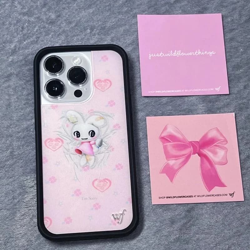 Wildflower Cartoon Petra Collins Rabbit Phone Case for iPhone 13 14 15 12 11 16 17 Pro Max Plus Wildflower Wf Pink Bunny Cover