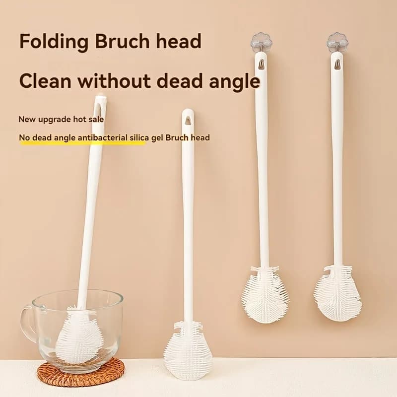 Silicone Bottle Brush Mug Brush Long Handle Bottle Cleaning Brush Foldable Head No Dead Angle Cleaning Mug B