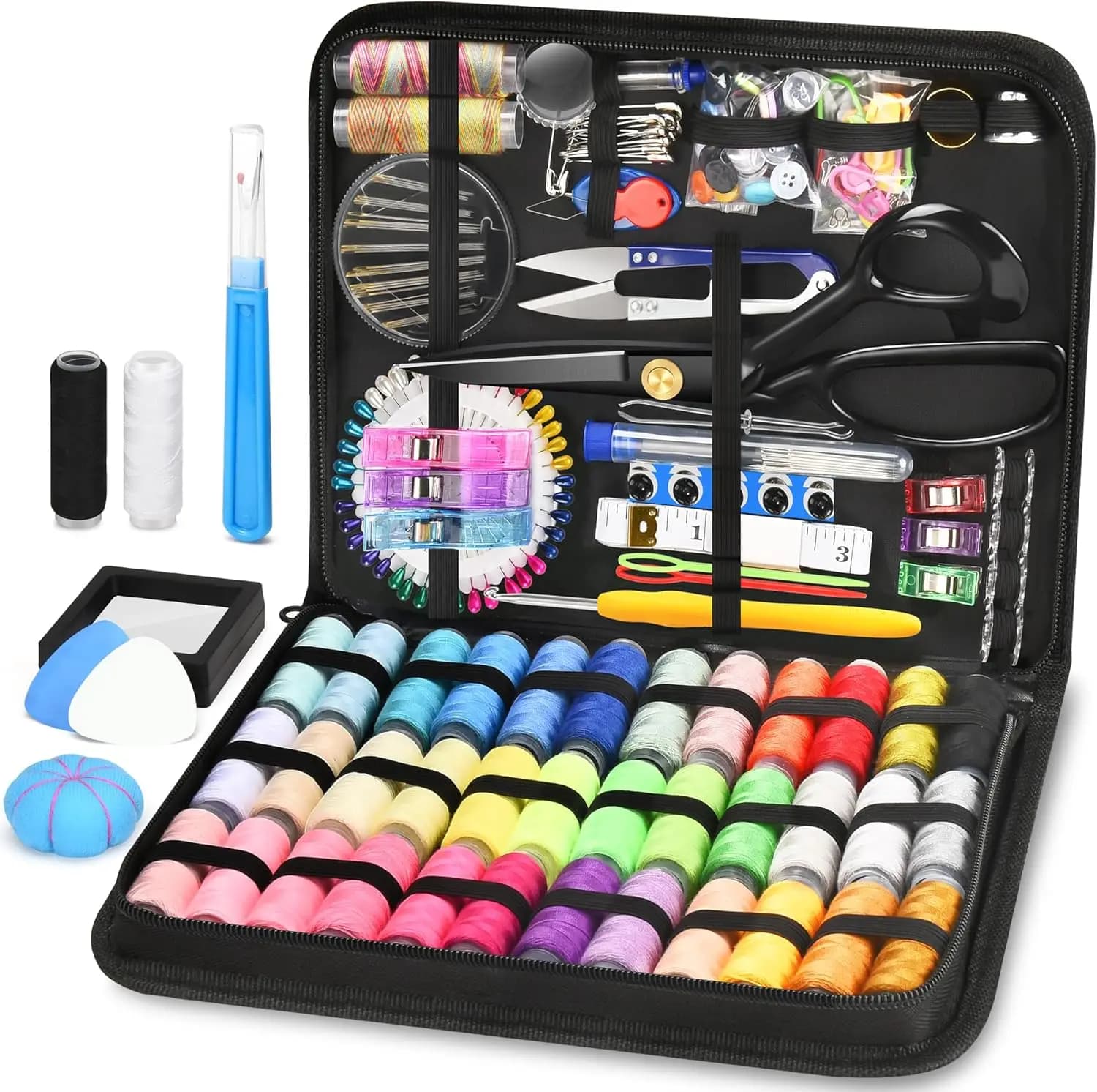 Kit da cucito professionale da 41 pezzi con forbici resistenti, portatile per principianti in viaggio a casa