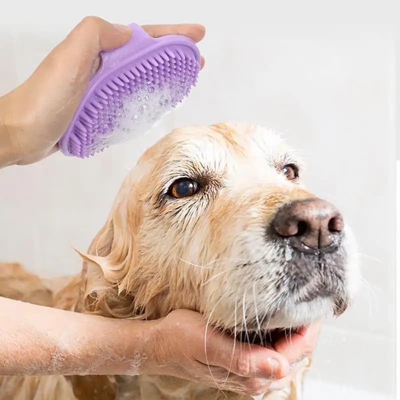 Scrubber per cani per il bagno Scrubber ergonomico in gomma Spazzola per shampoo morbida Comodi strumenti per massaggi Pettine per cani da compagnia Gatti Cuccioli
