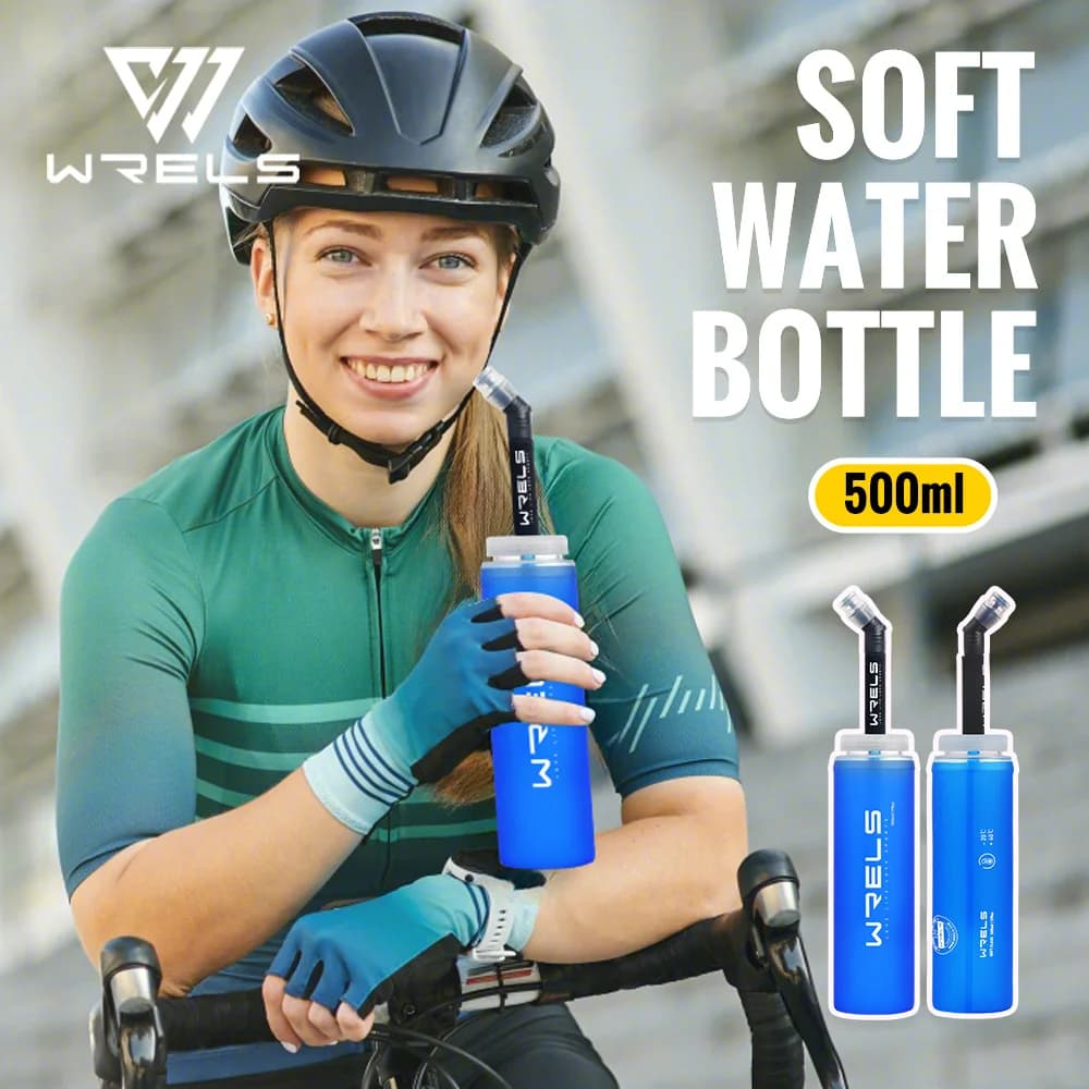 WRELS Bottiglia d'acqua pieghevole portatile in TPU senza BPA per campeggio all'aperto, corsa, idratazione, bicicletta, bottiglia d'acqua pieghevole