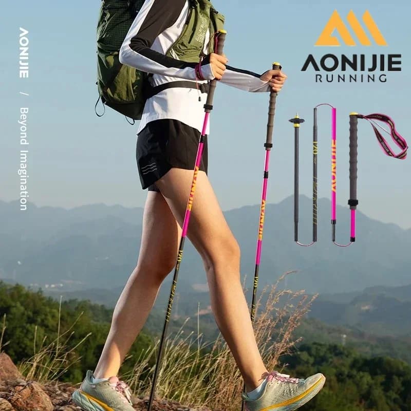 2 pieces AONIJIE E4214 110 cm 120 cm Trekking Carbon fiber background sticks Foldable hiking stick Light walking stick