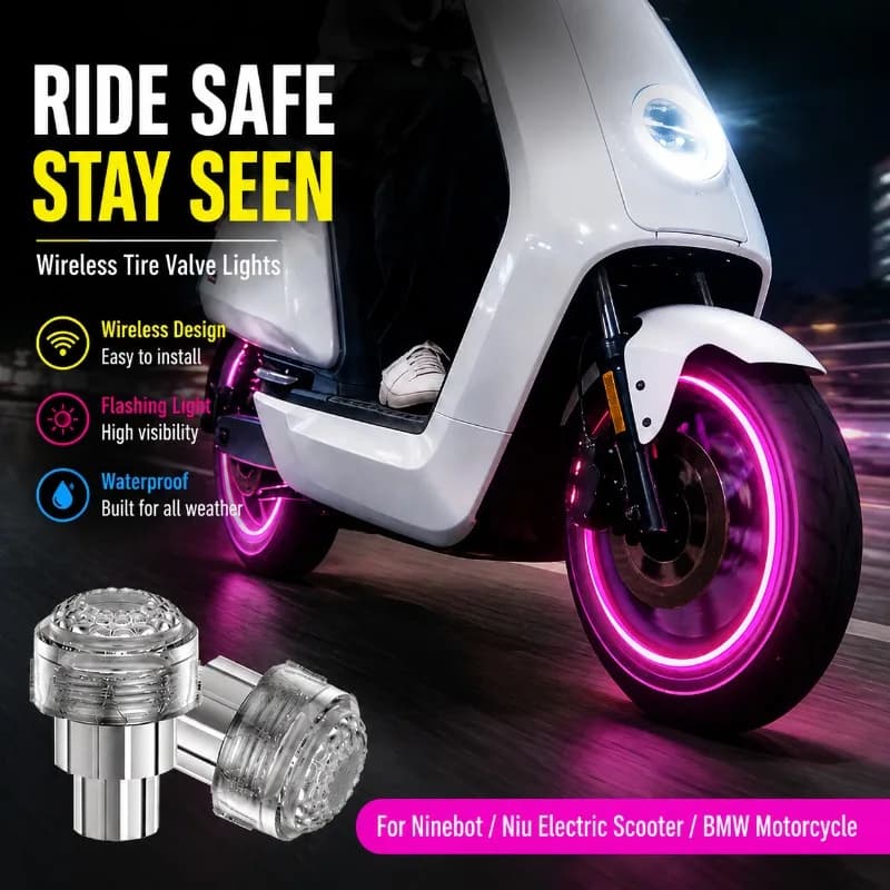 Waterproof Motorcycle LED Valve Stem Cap Wheel Light Wireless E-Bike Motion Sensor Tire Warning Lamp Neon Atmosphere for Scooter