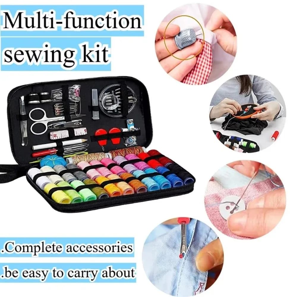 Kit da 90 Pezzi Multifunzione per Cucito con Ago e Filo, Set Portatile per Lavori a Maglia e Cucito con Borsa per Accessori
