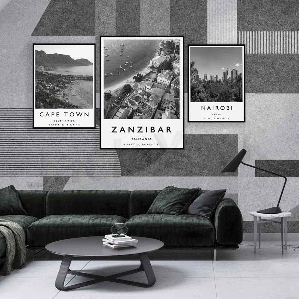 Dakar ,Kinshasa,Lagos ,Cape Town,Accra,Durban,Abidjan,Nairobi,Mauritius,Lagos Travel Print, Black and White, Gift,