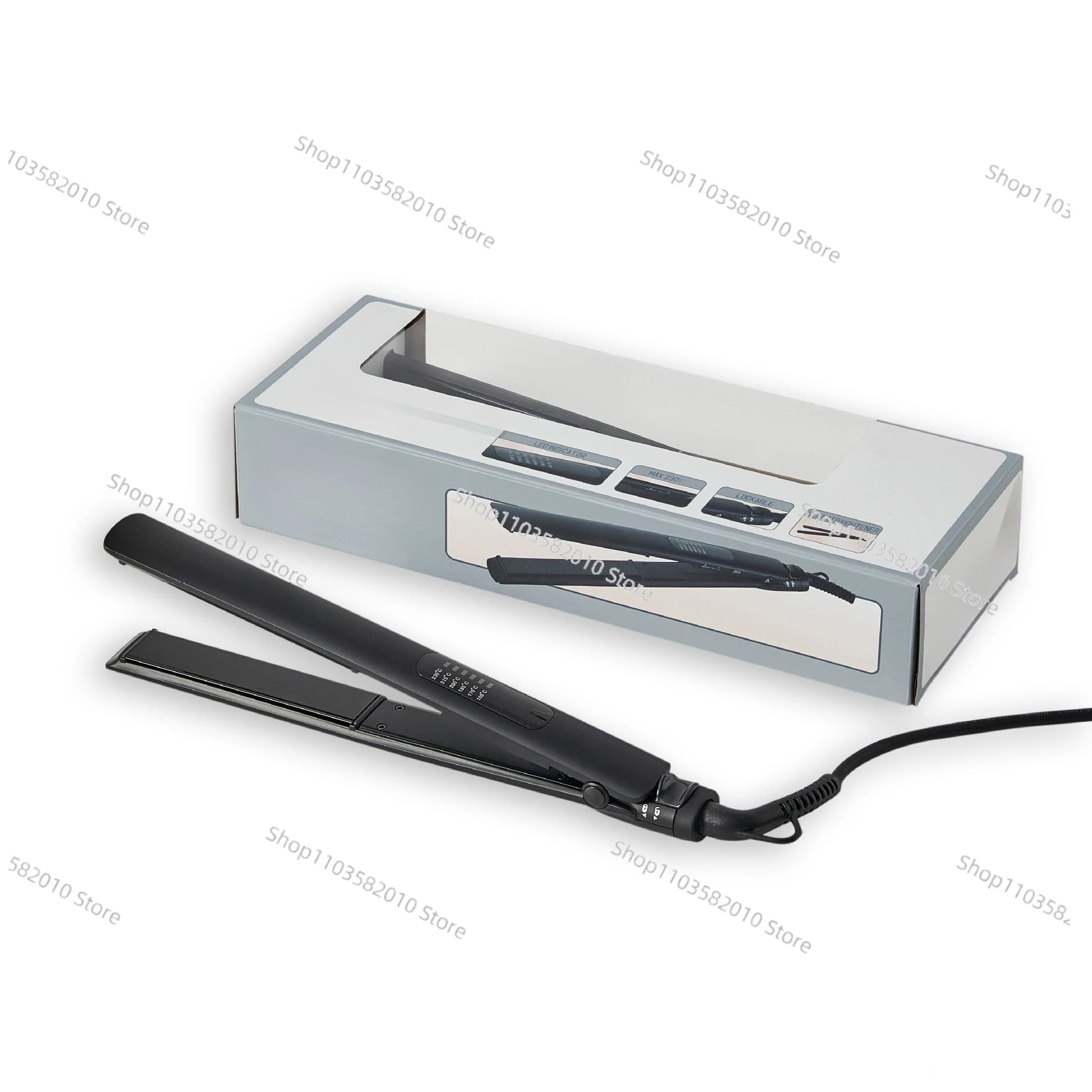 Hair plate with ceramic panel, digital LCD display for temperature control, Shein electric plate