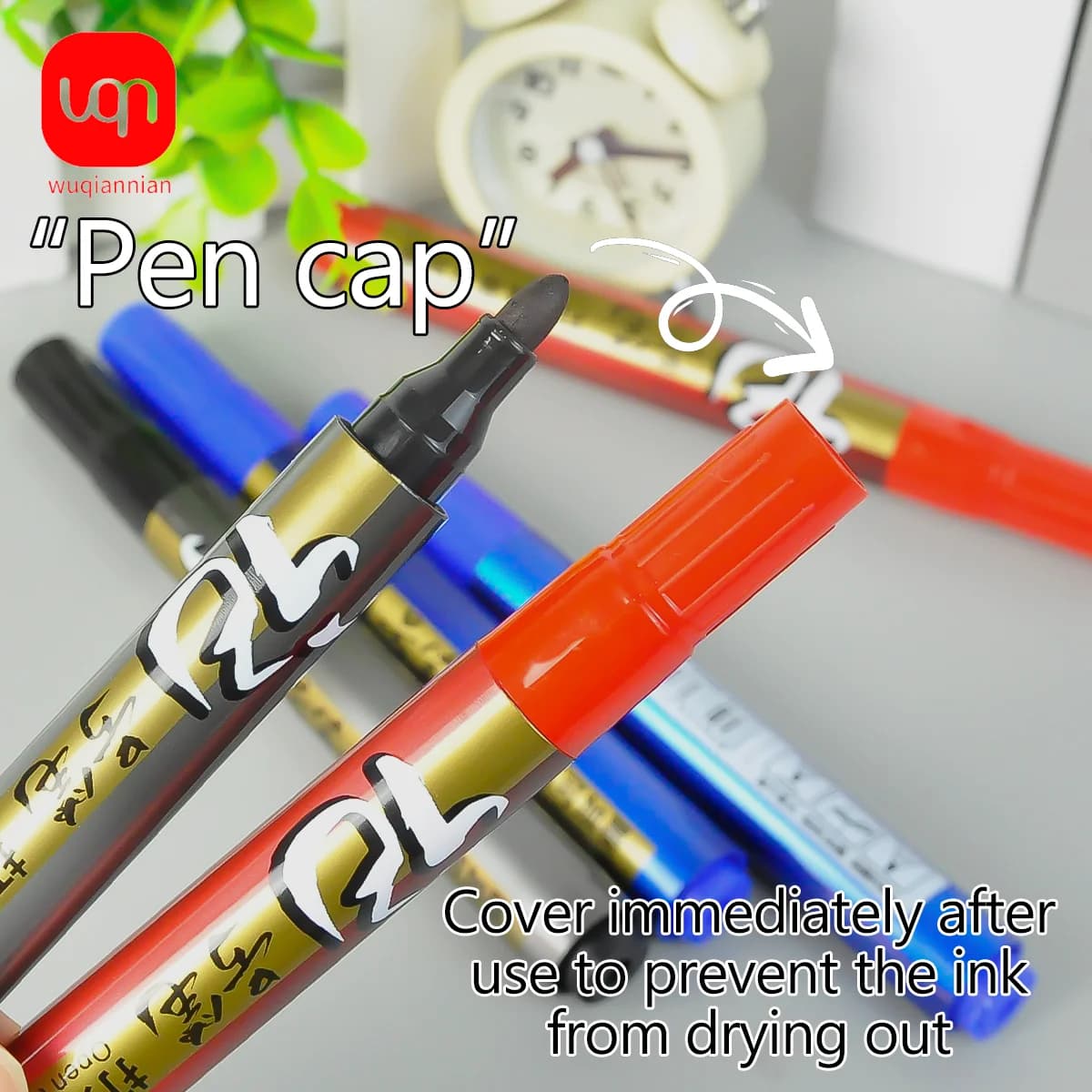 WQN Refillable Permanent Paint Marker Pens Waterproof Oil Based Markers For Car Tire Rock Wood Glass Craft DIY Painting 4/8Pcs