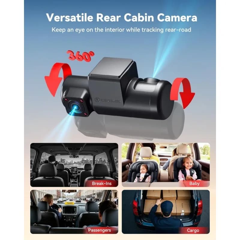 4CH Dash Cam 2.7K Front 1080P Cabin Rear 5.8GHz WiFi GPS Voice Control Touchscreen Parking Mode Free 128GB Card HDR STARVIS 2