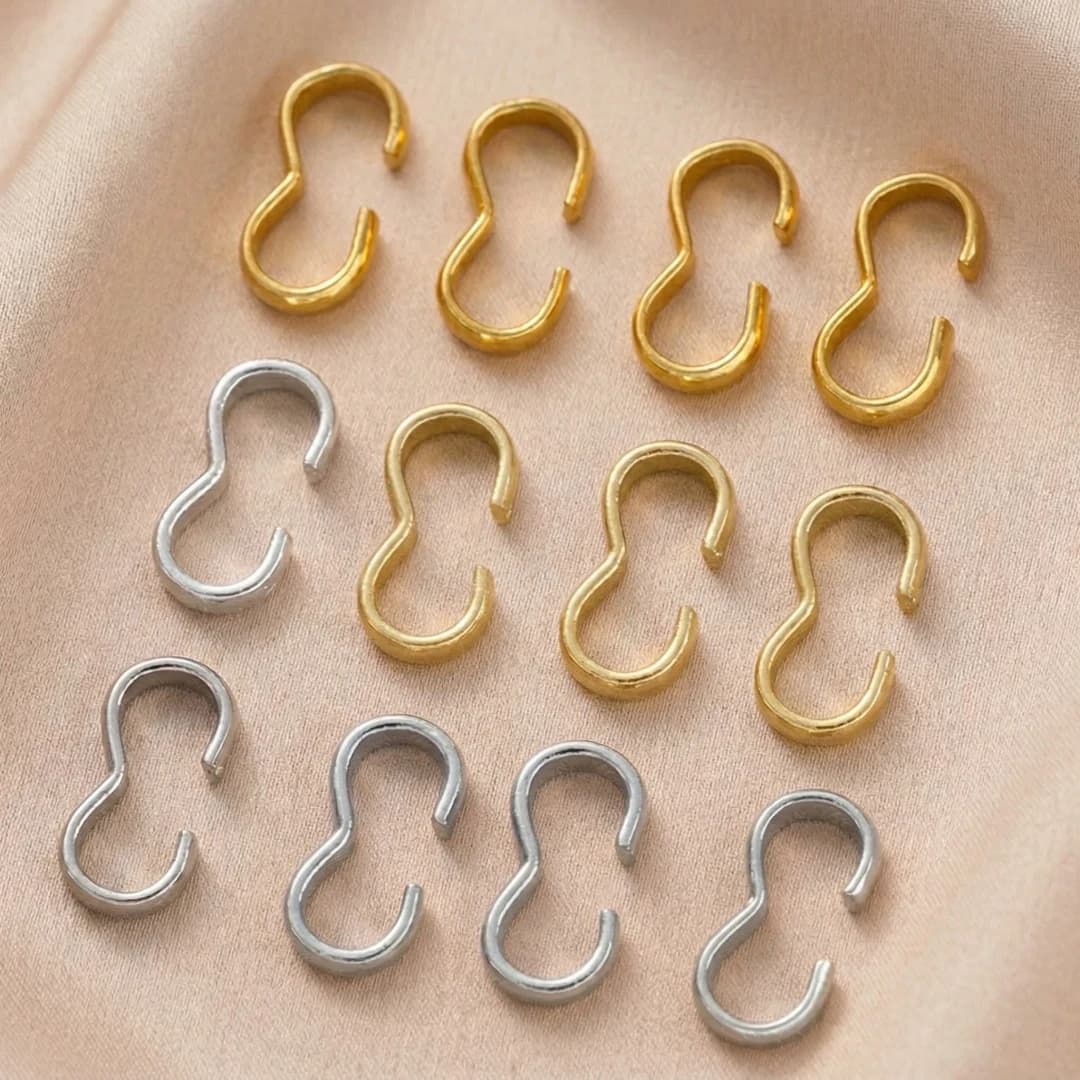 50 Pezzi Connettori a Catena a Forma di 8 in Ottone Placcato Oro 18K, Chiusure a Nodo per Creazione di Bracciali e Collane