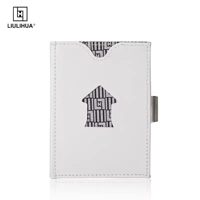 LIULIHUA Porta carte di moda Borsa con blocco RFID Portafoglio sottile da uomo Portafoglio da viaggio corto in vera pelle con fibbia in acciaio inossidabile