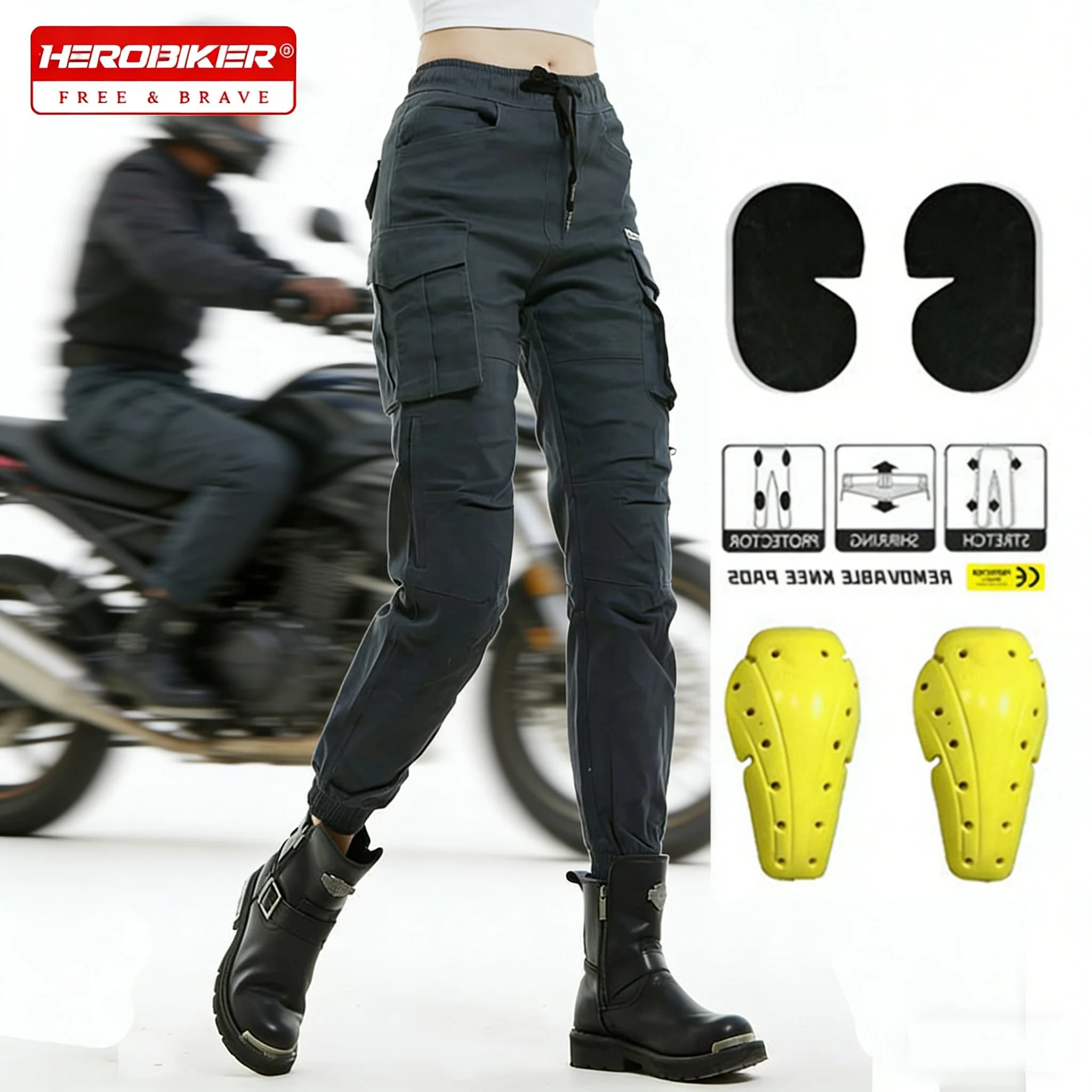 Pantaloni da Moto per Donna, Pantaloni Cargo Resistenti per Motociclismo, Protezione Moto, Pantaloni Mimetici da Motocross con Certificazione CE