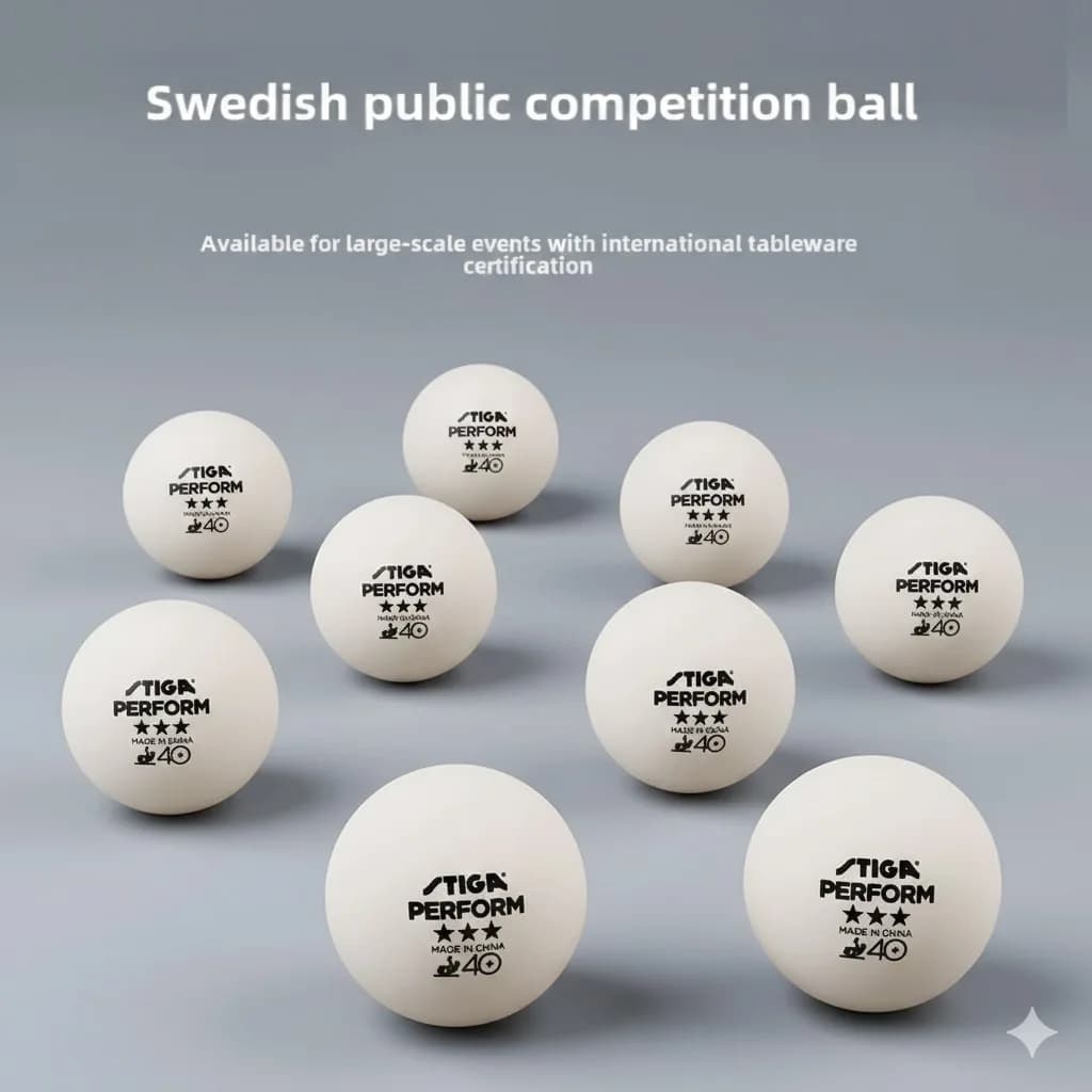 Palline da Ping Pong Stiga 3 Star Swedish Public Competition D40+ Nuovo Materiale Plastico Polimerico Approvate ITTF