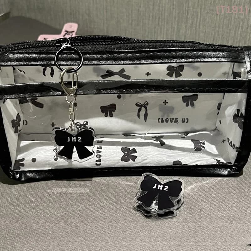 Cartoon Translucent Pencil Case Multi-layer Vertical Large-capacity Stationery Storage Bag School Supply Cosmetic Bag
