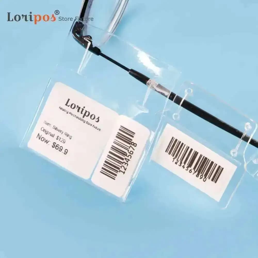 100 Pezzi Etichette Scorrevoli per Montature Ottiche, Base per Occhiali, Cartellini Prezzo Scorrevoli per Gioielli, Etichette a Striscia Morbida, Supporto in Plastica