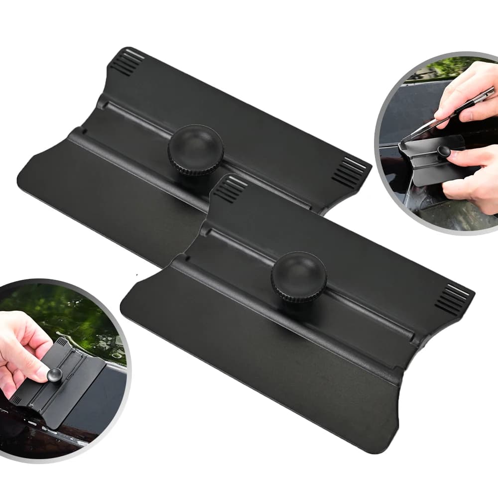 FOSHIO Raschietto in Plastica Dura con Guida di Taglio, Spatola Nera per Applicazione Pellicole in Vinile, Strumenti per Pressatura Bordi, 2 Pezzi/Lotto