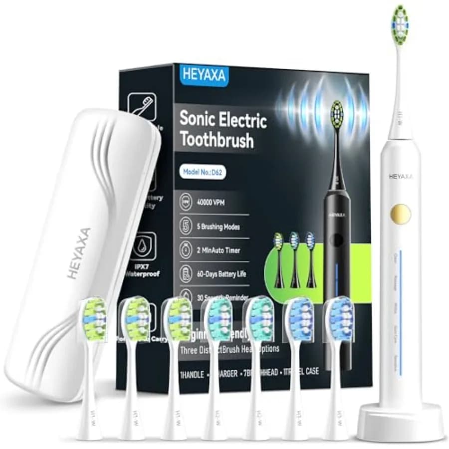 Sonic Electric Toothbrush with 40000VPM Cleaning Power for Adultsand 60-Day Battery Life Rechargeable Power Toothbrush with 5 M