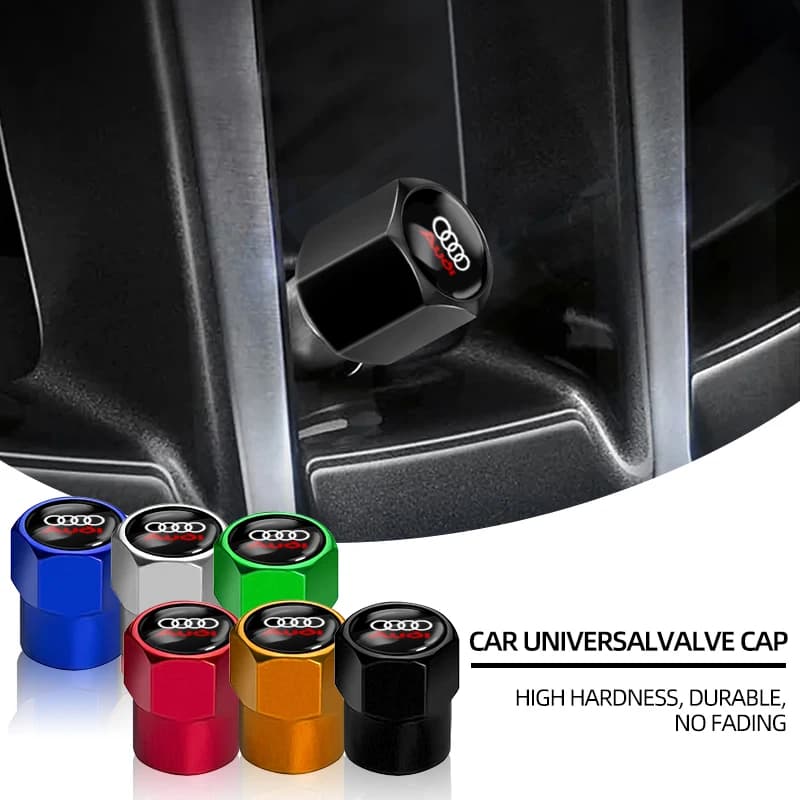 4 Pezzi Tappi Valvola in Alluminio per Pneumatici Auto, Accessori per Gonfiaggio Gomme per Audi A1 A3 A4 A5 A6 A7 A8 Q2 Q3 Q5 Q7 TT S Line S3 S4 S5