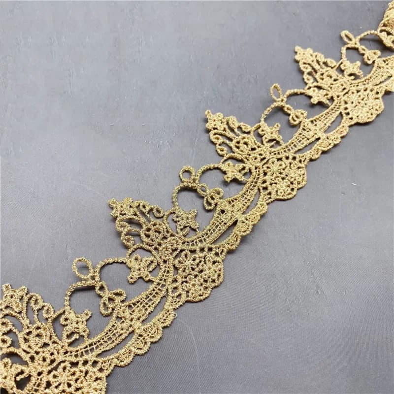 5 metri/lotto filo d'oro solubile in acqua ricamo pizzo 5 cm di larghezza vestiti bambola abito gonna scollatura polsino decorazione tenda